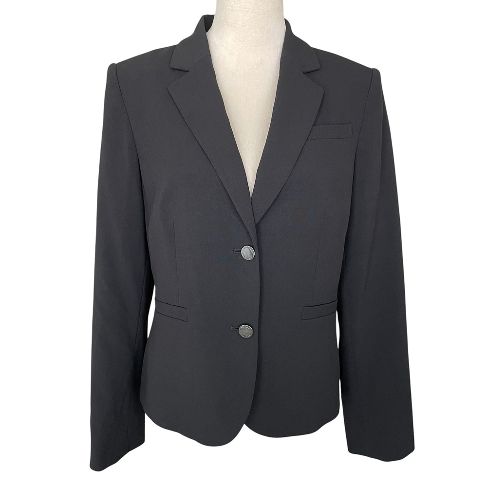 Calvin Klein Black Blazer Womens Size 10 Single Breasted Preppy Academia Scholar